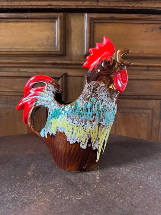 Pichet coq en céramique émaillée