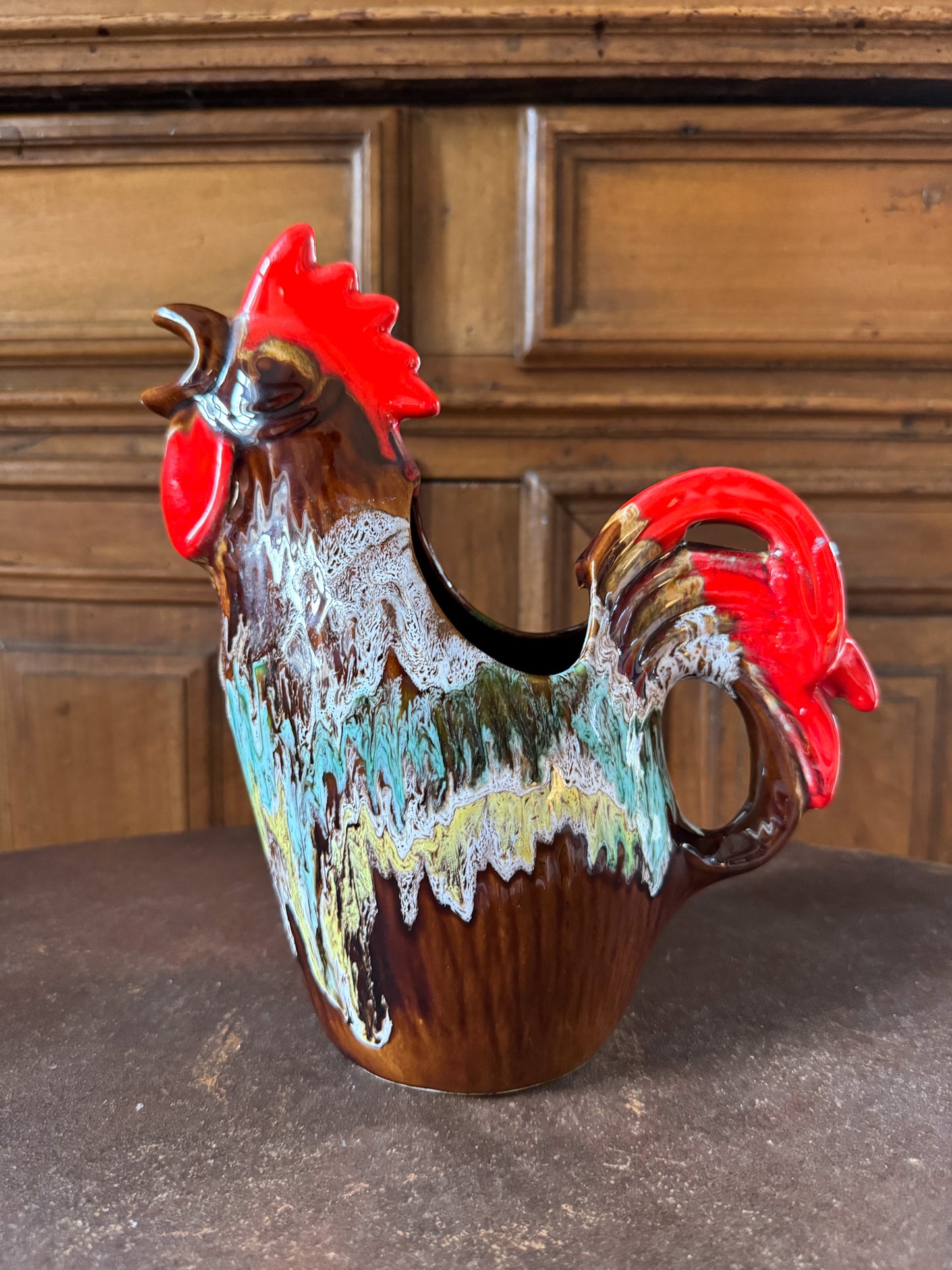 Pichet coq en céramique émaillée